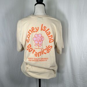Coney Island Botanicals Graphic TShirt Beige Orange Flower Logo Organic Cotton L